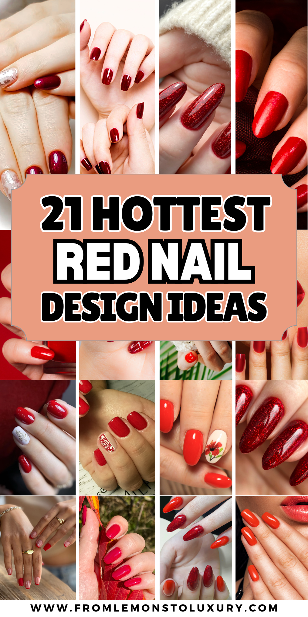 21+ Hottest Red Nail Designs That Scream Red Nail Theory - From Lemons ...